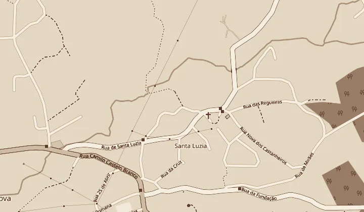 Mapa da zona de Santa Luzia, Monte Córdova, com a localização do restaurante